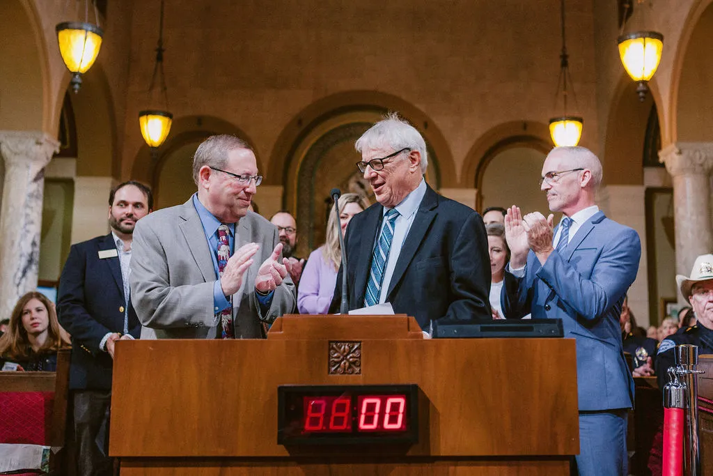 Steven Wise smiling with Paul Koretz in LA City Hall